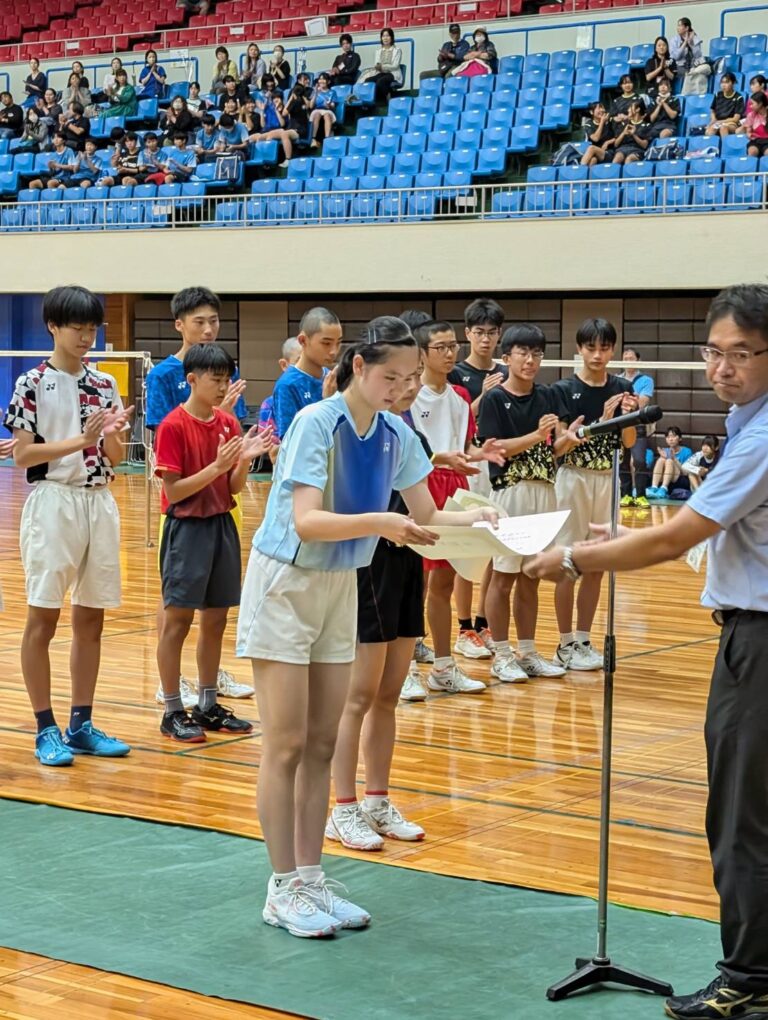 【中学】バドミントン部 優勝！熊本市中学校体育大会バドミントン競技女子シングルス（6 24・月） 熊本信愛女学院